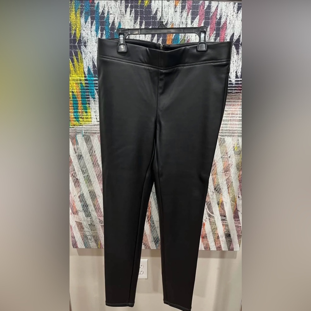 LOFT Black Faux Leather Ankle Pant